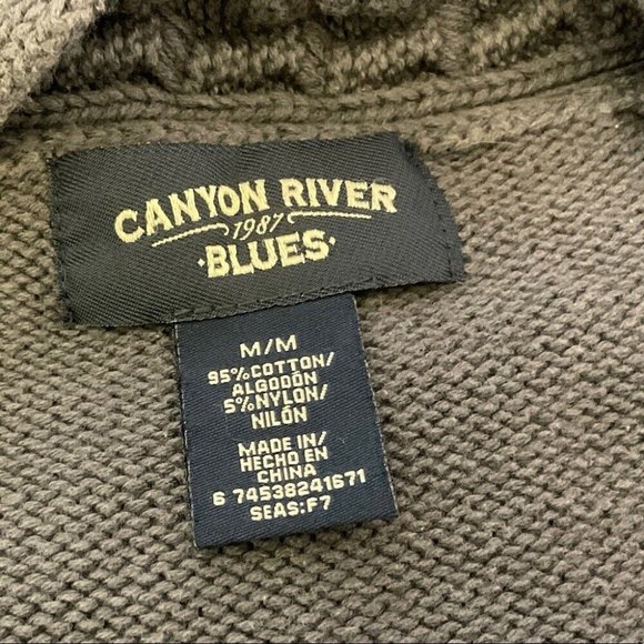 Canyon River Blues Woman's Med Gray Knit Sweater Button Front Cable Neck Line - Picture 6 of 6
